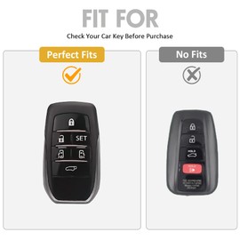 WORCAS Smart 6 Button Key Fob Cover Case Compatible with Toyota 2019-2022 Land Cruiser,2021-2022 Venza,RAV4 Prime,Sienna,Hilux,Fortuner(Quicksand-Silver)