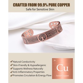 Jecanori Copper Bracelet for Men, 18X Strength Mens Magnetic Bracelets with 3,800 Gauss Magnets, 99.99% Pure Solid Copper Jewelry Gift