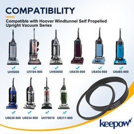 KEEPOW 38528034/38528035 Vacuum Belt for Hoover WindTunnel Self-Propelled U6485900, Replace Part 40201200 & 40201170 (1 Set)