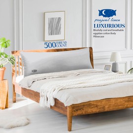 Body Pillowcase Covers 20x48 inches with Zipper Closure 100% Soft Egyptian Cotton Long Body Pillow Cover 500 Thread Count 1-Pices Large Pillow case Body Pillowcase 20x48 inch, Silver Grey