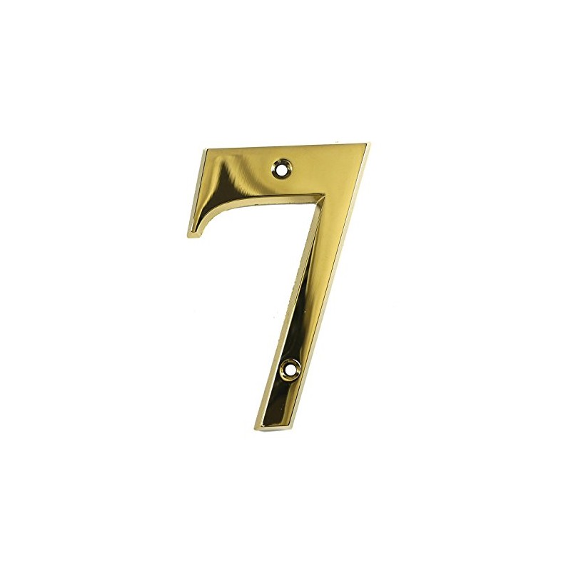 Beautiful 3 Inch Bevelled Edge Polished Gold Door Number 7