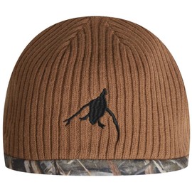 EDTREK Reversible Windproof Fleece Beanie Hat - Warm Winter Hat for Hunting Fishing Camping in Cold Weather (Marsh Brown with Max5 Waterfowl Camo，Large)