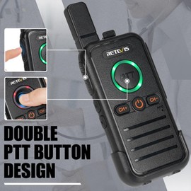 Retevis RB45 Walkie Talkies 8 Pack,Rechargeable Long Range Two Way Radio,Dual PTT,Indicator,Loud Sound,Mini,Wearable Small Walkie Talkie for Seniors Adults Elderly Healthcare Hospital Nursing Home