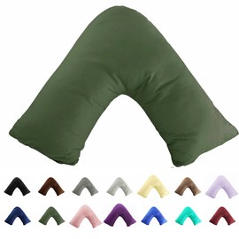 Gyulin 100% Cotton 300TC Soild Envelope Style V Shaped/Tri/Boomerang Standard Pillow Case Cushion Cover Only Cover No Insert (Olive Green)