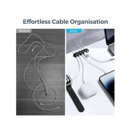 Cable Organizer 2-Pack (5-Slot + 3-Slot) – Silicone Cord Management Holder with Strong Adhesive for Desk, Car & Office – Wire Organizer for USB, Charging & Power Cables Black