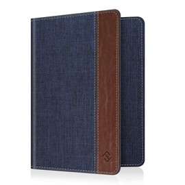 Fintie Passport Holder Travel Wallet - Premium Fabric Vegan Leather RFID Blocking Case Cover - Securely Holds Passport, Business Cards, Credit Cards, Boarding Passes, Denim Indigo