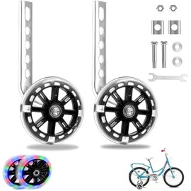 Bicycle Training Wheels, Flash Mute Wheel, Bicycle Stabiliser Mounted Kit for 12 14 16 18 20 Inch Bikes - 1 Pair (Black 12-20 universal)