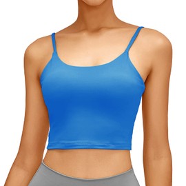 Match brasier deportivo acolchado para mujer, para entrenamiento, correr, yoga, azul (Vivid Blue), L