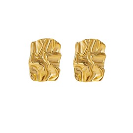 Locrccl Chunky Gold Stud Square Earrings for Women Geometric Dupe Dainty Earrings Dainty Thick Stud Statement Earrings (Irregular Gold)