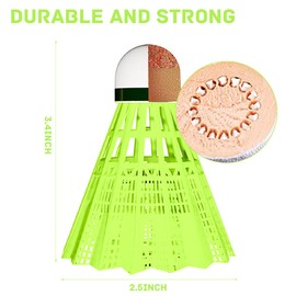 YSYONM Badminton shuttlecocks Birdies 6 Pcs Plastic Nylon Badminton Birdie Ball Set Shuttlecocks for Badminton Outdoor Indoor