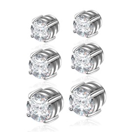 Besyvvin Magnetic Stud Earrings Fake Earrings Magnetic Stud Earrings Silver Black for Men Women Surgical Steel, Stainless Steel