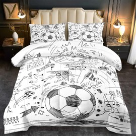 llyxsesty Football Sports Comforter Sets for Boys Twin,Soccer Comforter Sport Bedding for Boys Room,Gaming Bed Soccer Bedding Twin Set,Games Quilt Bedroom Bed Decor Kids and Teen