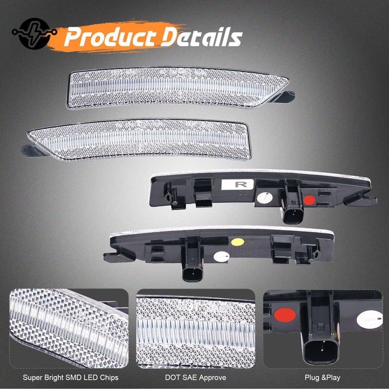 Aexploer 4PCS LED Side Marker Lights Compatible with Mustang S650