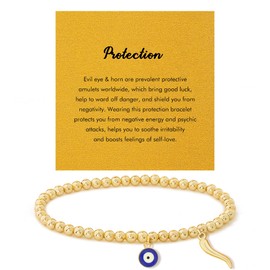 RZKING Gold Bracelets for Women, Evil Eye and Italian Horn Bracelets for Women (Evil Eye)