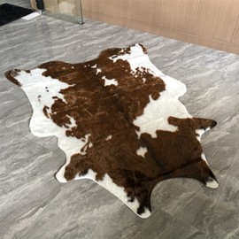 Huichenxing2021FURSTORE Faux Fur Deer Print Area Rug, Animal Deer Hide Skin Cowhide Area Rug Animals Mat Non-Slip Deer Rug for Home Living Room Bedroom 33.5in x43.3in/2.8ftx3.6ft