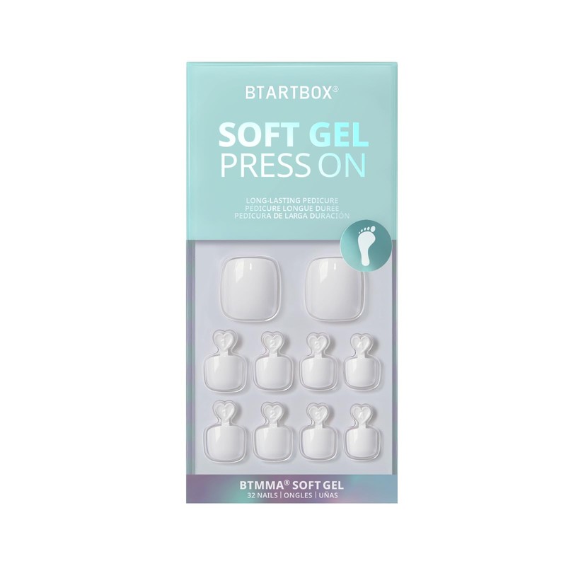 BTArtbox Press on Toenails Short, White Press on Toe Nails