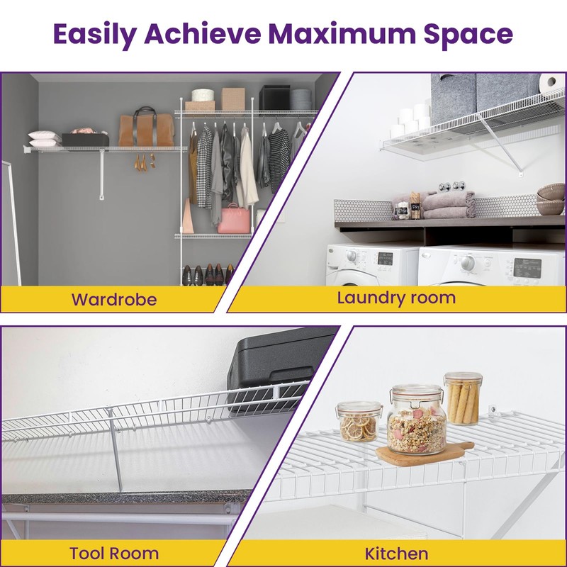 SATUY 20Pcs 12 Inch Wire Shelf Brackets Kit, Includes Shelf