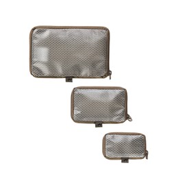 Tasmanian Tiger TT Mesh Pouch Set VL Backpack Organiser Mesh Additional Bags Set in 3 Sizes with Velcro Back, black