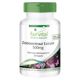 Fairvital Cistus Herb Extract 500 mg - 90 Capsules - 5x Concentrated Cistus Extract - Natural Source Polyphenols - 100% Vegan - Quality Tested and High Dose - Made in Germany