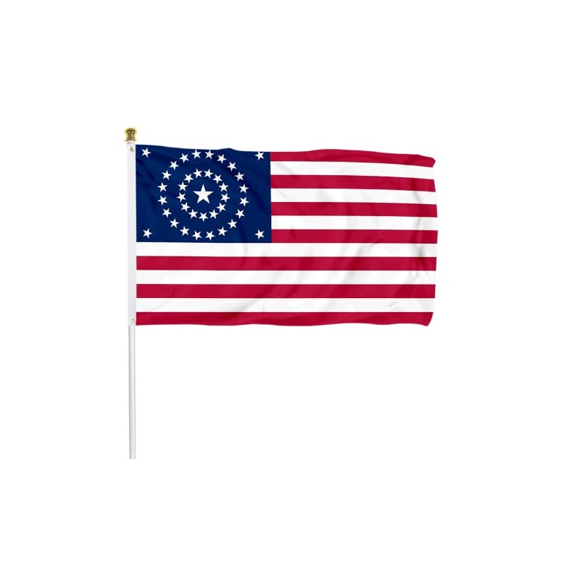 Fyon US 38 Star Flag Concentric Circles Flag Indoor and