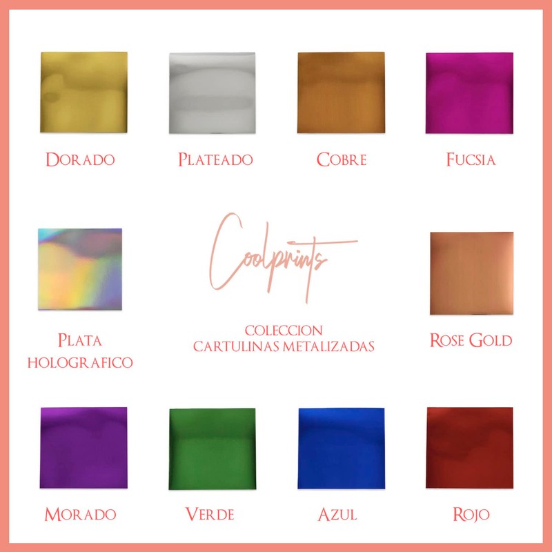 Coolprints Cartulina Metalica Tipo Espejo Metalizada Premium 230gr 20cm x
