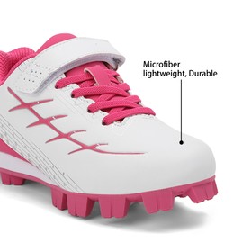 EQW - Tacos de béisbol para niños y niñas, cómodos, antideslizantes, duraderos, para niños pequeños a jóvenes, Fucsia/Blanco, 10 Little Kid