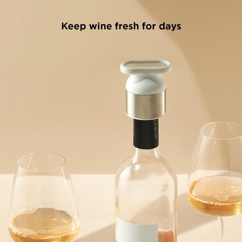 Rabbit Wine Stopper Preserver, 2.2x1.8x2.4, White
