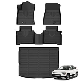 AZYT Floor Mats & Cargo Liner for Kia NIRO & NIRO Hybrid 2023 2024 2025 (Not for EV & PHEV) All Weather Automotive TPE Liners Set Anti-Slip Waterproof Floor Liners Accessories