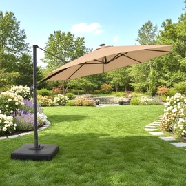 Garden Winds Heavy Duty Reinforced Replacement Canopy Top Cover Compatible with The 69745277, 69745276 Everhome 11' Round Solar Umbrella 2021-2022 - Classic Sand, Riplock 500