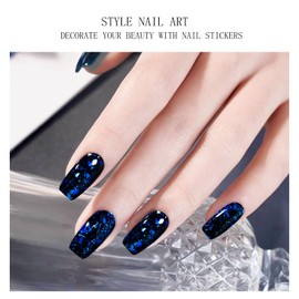 JMEOWIO Gel Nail Stickers Dark Blue Green Semi Cured Gel Nail Strips Wraps UV/LED Nail Supplies Nail Art Design Decoration Accessories