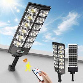Commercial 10000LM LED Outdoor Dusk to Dawn Solar Flood Light with Remote Control & Motion Sensor, Waterproof IP66 Dusk to Dawn Solar Power Lights for Garden,Yard, Path, Parking Lot, Road Area Lamp:_2000W-A