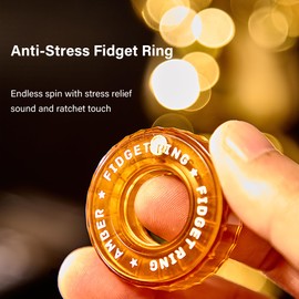 Hokant Fidget Ring Slider Infinitely Rotatable Fidget Finger Ring, Office Desk Toys for Adults EDC for Stress & Anxiety Relief - Amber Yellow