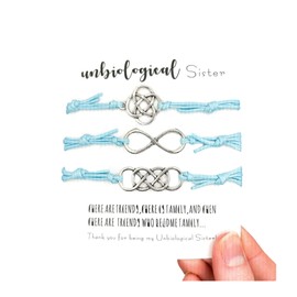 Unbiological Sister Card Infinity Wish Bracelets Set of 3 (Blue) Miss Fit Boutique