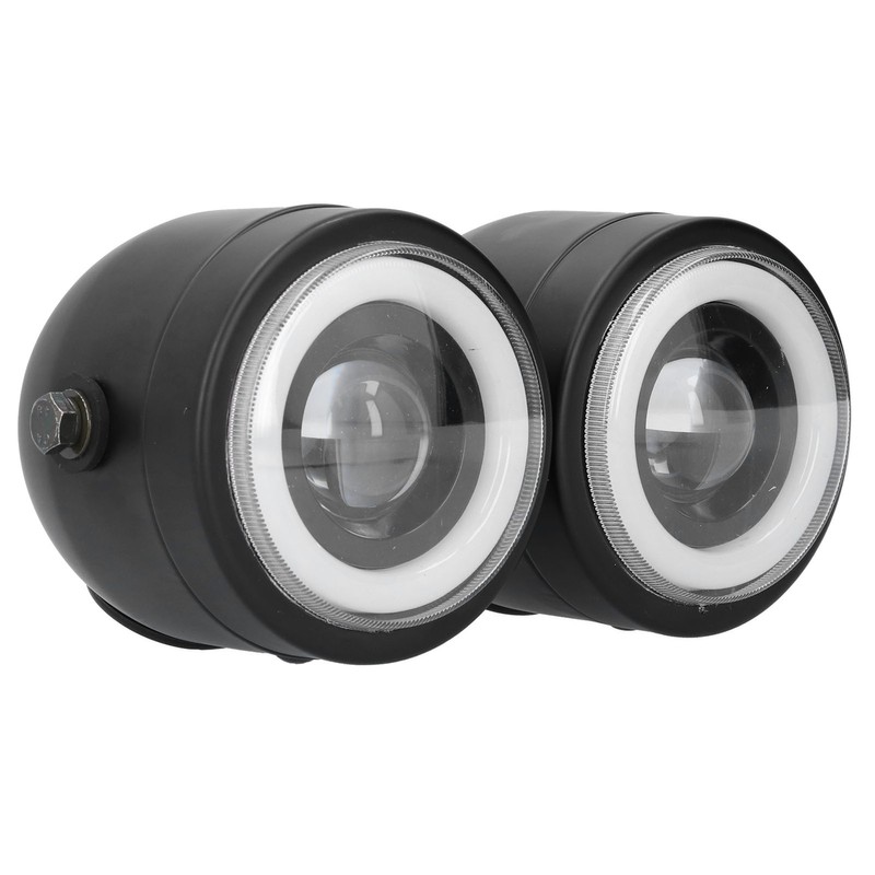 Universal LED Headlamp Double Lamps Round Angel Eyes High Low