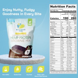 Hemp Protein Brownie Mix - Plant Based Protein Powder with Dark Cocoa & Natural Cane Sugar - Vegan-Friendly, Zero Gluten & Dairy, Chocolate Brownies Baking Mix by Better Option Foods, 14.8 oz
