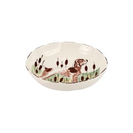 Vietri Wildlife Spaniel Pasta Bowl, Soup Salad Spaghetti Server 8.5" Earthenware Dish
