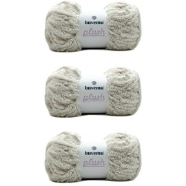buvemu Buvemu Plush Faux Fur Bulky Yarn, Super Soft Fluffy Fuzzy for Knitting Crocheting Crafting, 100 Gram (3.53 Ounces) 109 Yards (100 Meters) (Bone) (3 Skeins)
