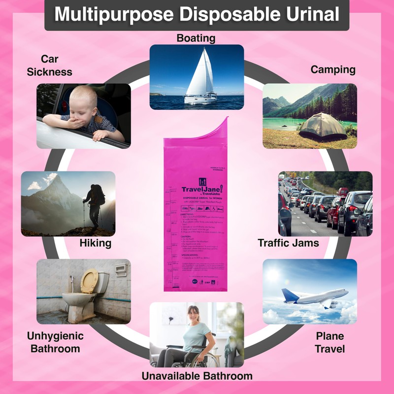 TravelJane Disposable Urinal for All Genders, Adults, and Children (6
