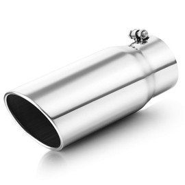 A-KARCK Exhaust Tip 4" Inlet, Polished Bolt On 4" Inlet 5" Outlet 12" Long Stainless Steel Muffler Tip Protect Tailpipe