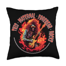 MATERNAL FOREBEAR Gifts This Maternal Forebear Rocks Funny Musician Throw Pillow, 18x18, Multicolor