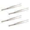 AOJE-LINK Stainless Steel Straight Blunt Tweezers with Horizontal Serrated Tips