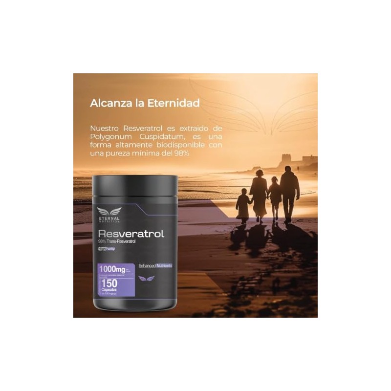 ETERNAL NUTRITION Ultra Pure: Trans-Resveratrol 98% Polifenoles (150 Caps)
