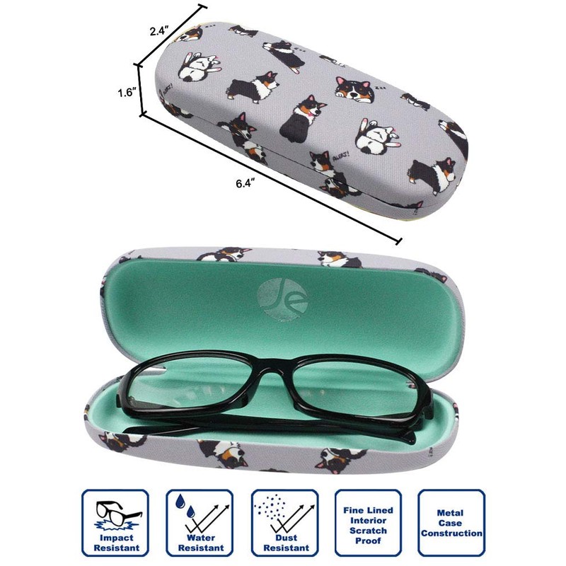 JAVOedge [3 PACK], Dogs Pattern Medium Size Hard Eyeglass Storage