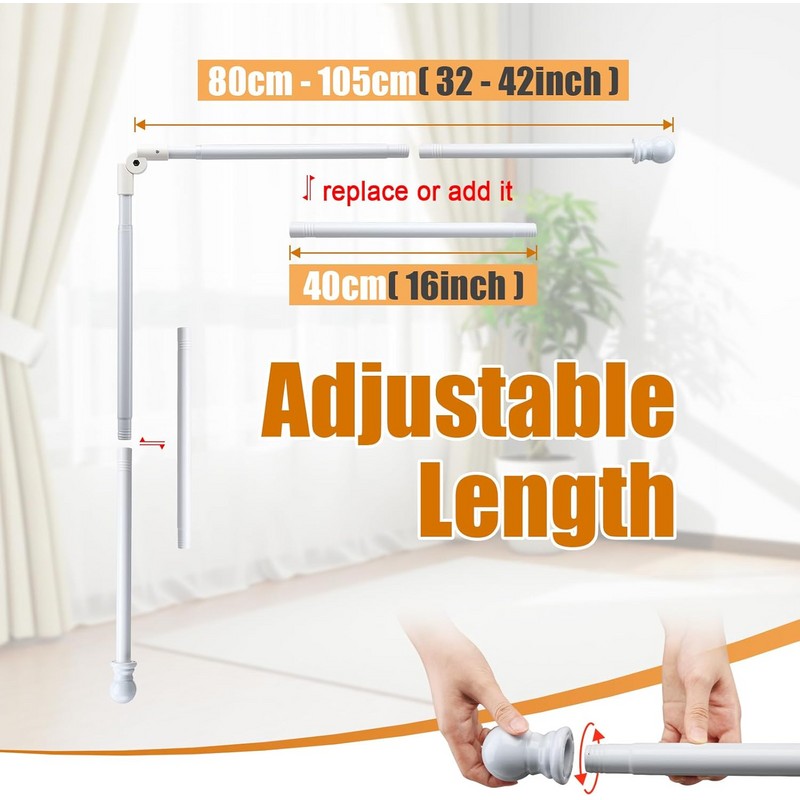 Nicecho U Shape Heavy Duty Curved Curtain Rods for 3