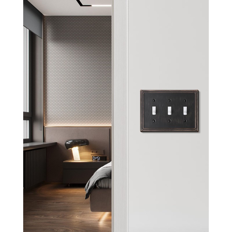TREEWELL 2-Pack Triple Toggle Light Switch Cover Plate, Pearls Decorative