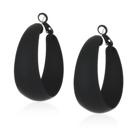 Anmpab Large Matte Round Hoop Earrings for Women Retro Geometric Pierced Neon Color Circle Dangle Earrings Party Jewelry (Black)