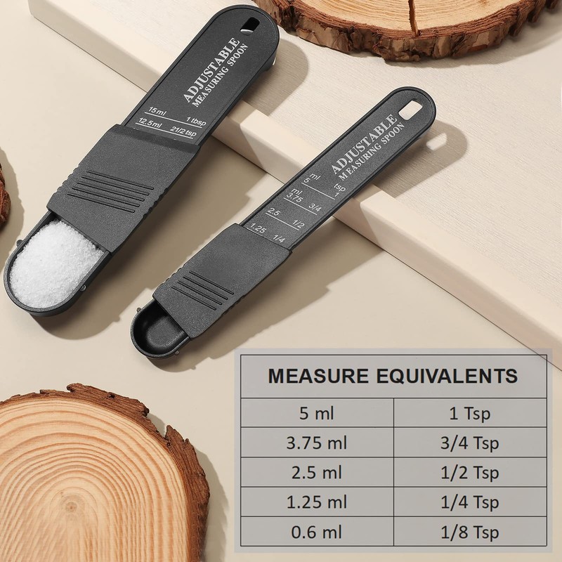6 Pcs Adjustable Measuring Spoon Plastic Tablespoon and Teaspoon Set