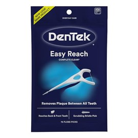 DenTek Complete Clean Floss Picks | 4X Clean: Removes Plaque & Food, Fights Bad Breath, and Whitens Teeth | 75 Picks