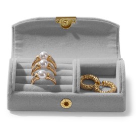 Woodten Small Jewelry Set Gift Box Velvet Jewelry Storage Box for Ring Earrings Necklace(Grey)