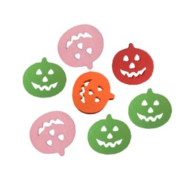 SEWACC DIY Wooden Buttons Set 100 Pcs Pumpkin Shape Colorful Patterns Fine Edges Great for Sewing Crafts